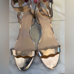 Loeffler Randall Metallic Scalloped Ankle Strap Heels Size 9
